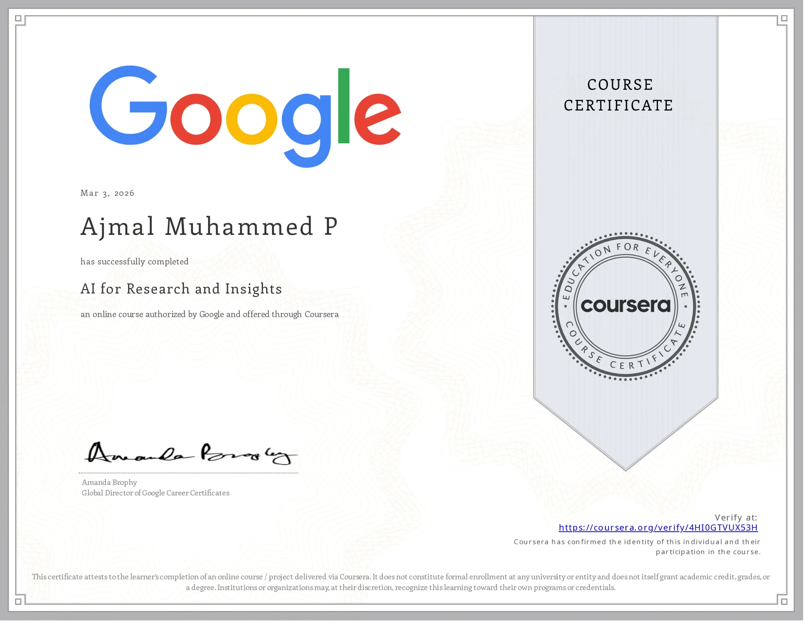 AI for Research and Insights Certification