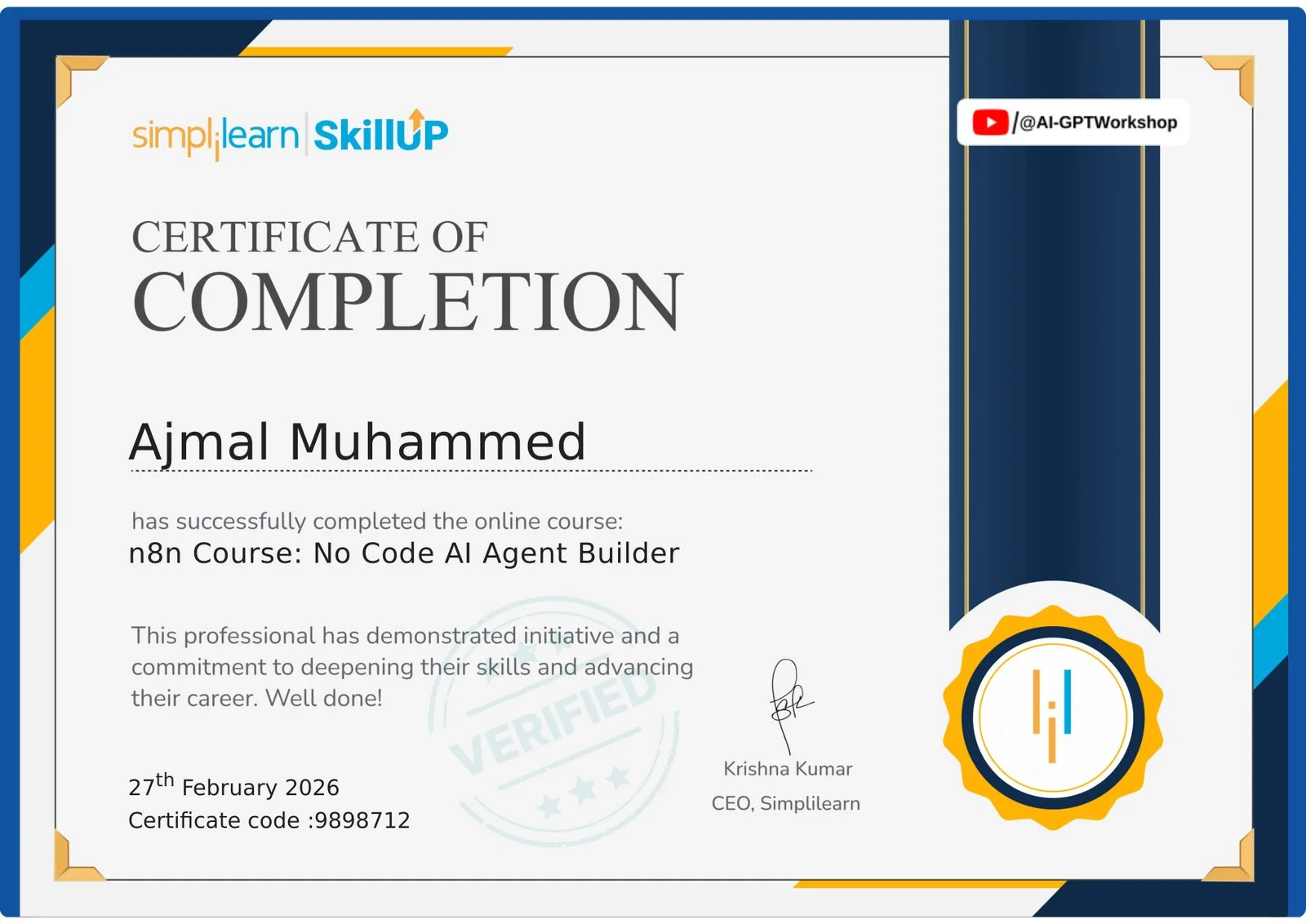 n8n No Code AI Agent Builder Certification
