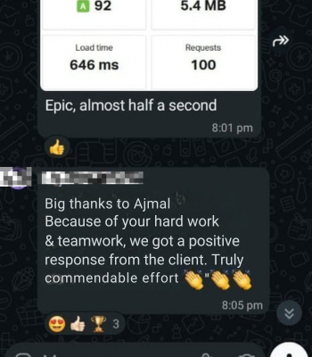 Client review: website scored 92 performance rating after launch